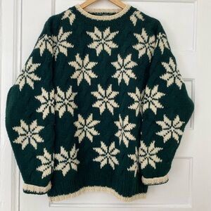 Green and Cream Snowflake Sweater